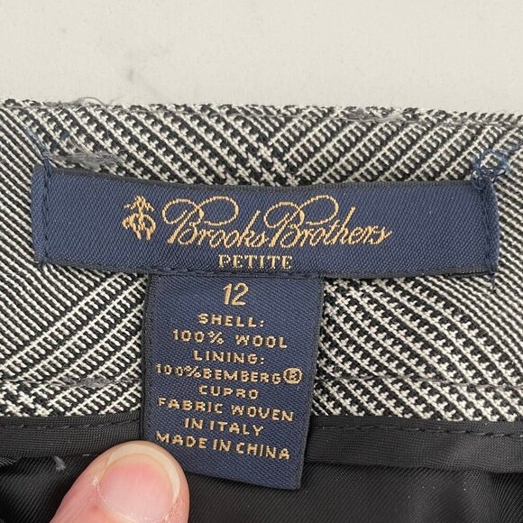 Brooks Brothers Petite Glen Check Lined Straight Leg Wool Pants Blk Wht Sz 12P - Picture 7 of 10